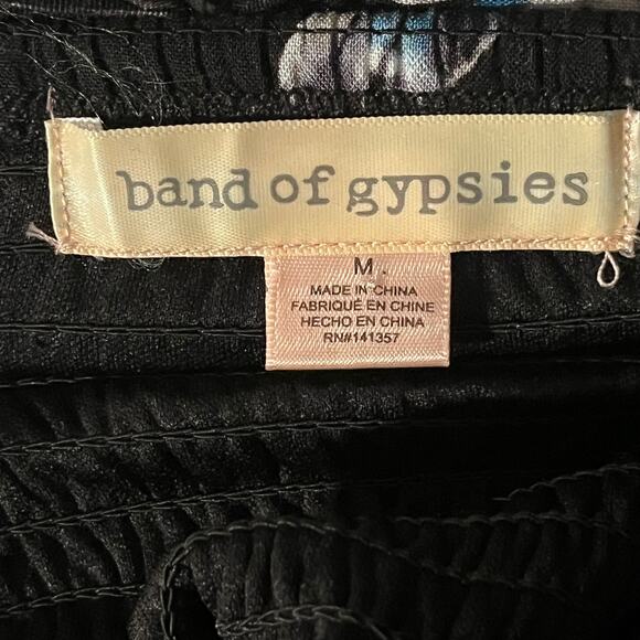 Anthropologie Band of Gypsies Medium whimsygoth black floral strapless jumpsuit - Picture 7 of 10